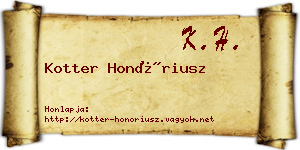 Kotter Honóriusz névjegykártya